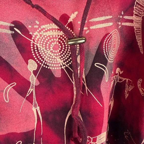 Arlunga Design Artistic Dye Red & Purple Long Sleeve Hoodie Size XL - Picture 7 of 12